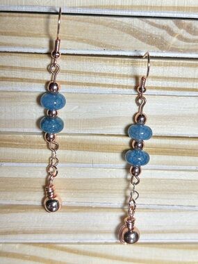 3/$25 Blue Stone and Rose Gold Drop Earrings